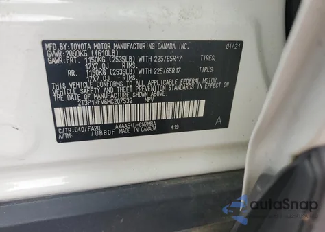 2021 Toyota Rav4 Xle from USA, damaged, VIN 2T3P1RFV6MC207532